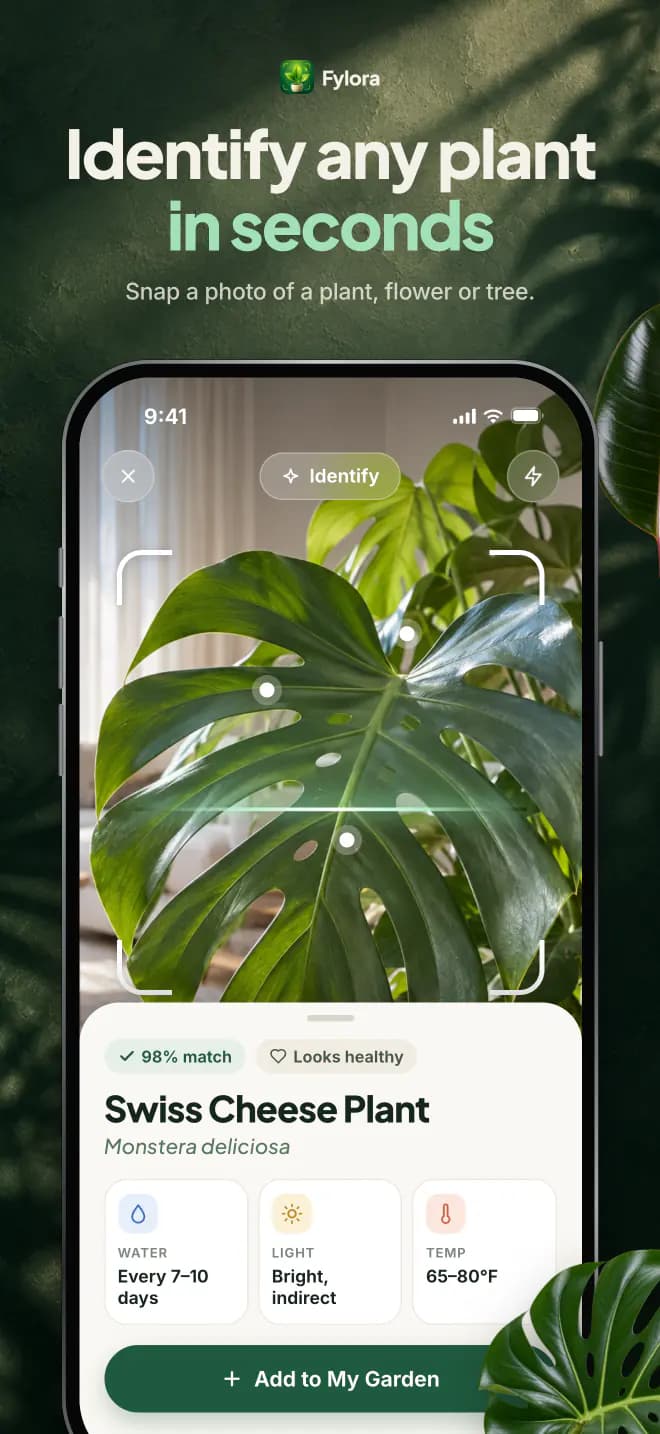 Identify any plant in seconds. Snap a photo of a plant, flower or tree.
