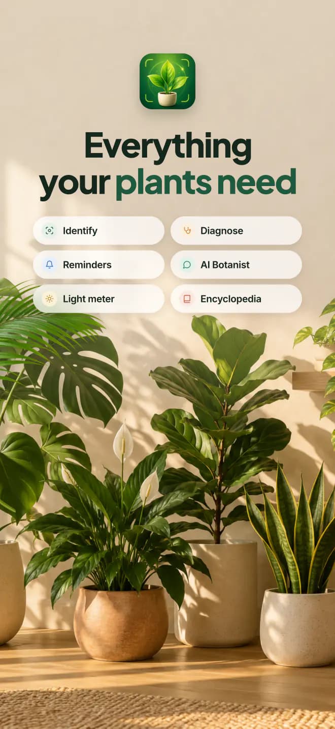 Everything your plants need: identify, diagnose, reminders, AI botanist, light meter and encyclopedia.